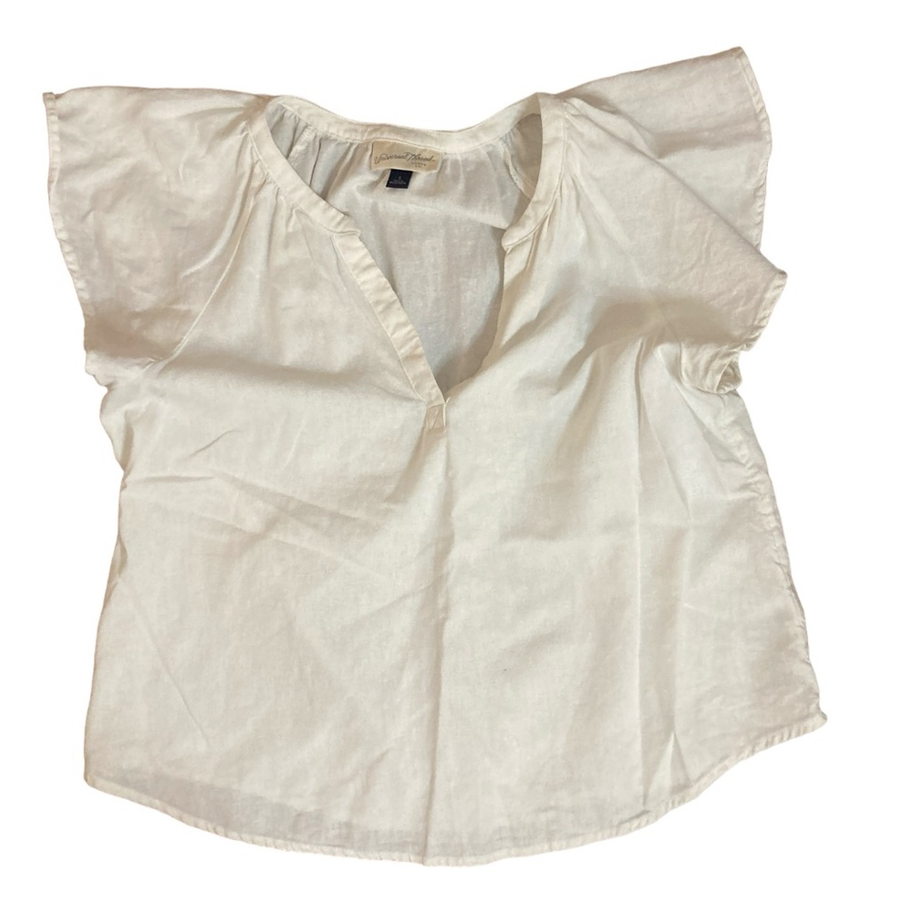 Universal Thread Flutter Cap Sleeve White Blouse-… - image 1